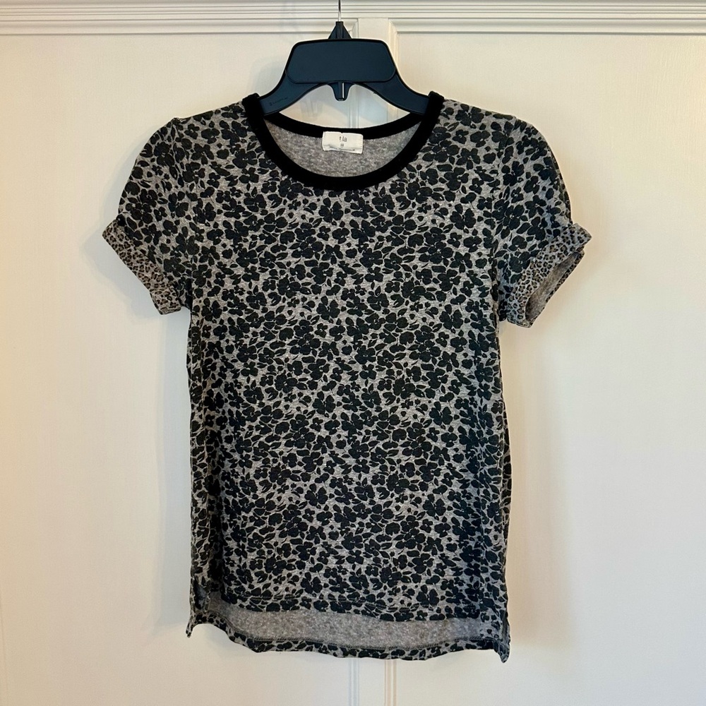 Anthropologie Floral Black and Gray Women's Top Size XS